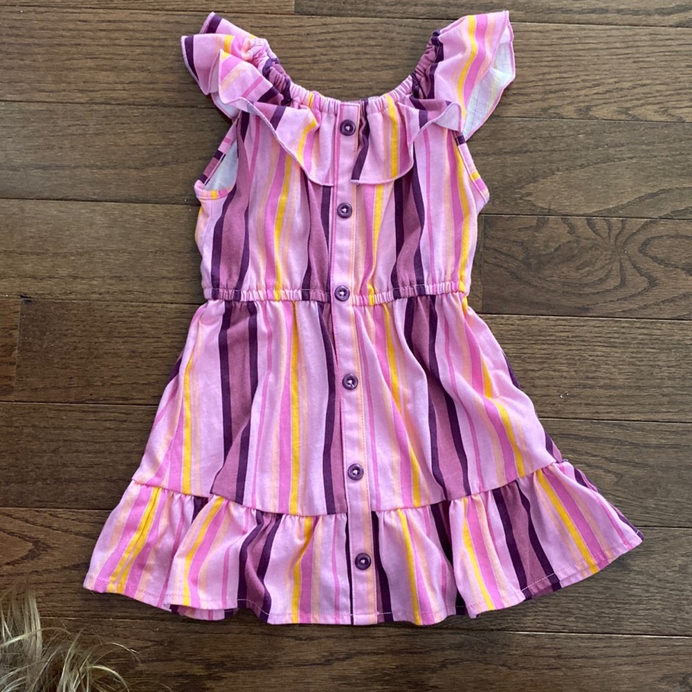Children’s Place 2T Button Down Summer Dress w/ Purple & Yellow Vertical Strips